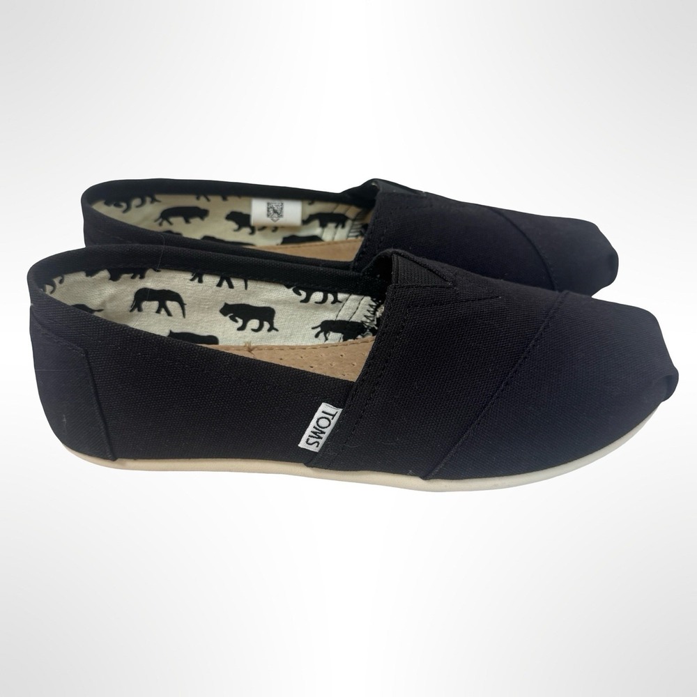 Toms Women's Classic Canvas Slip On Shoes Size 9 Wide New With Box Black Casual - Picture 5 of 7